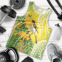 Hawaii Palila Mamane Men Tank Top Hawaiian Honeycreeper With Native Flower LT14 - Polynesian Pride