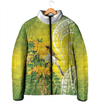 Hawaii Palila Mamane Padded Jacket Hawaiian Honeycreeper With Native Flower LT14 - Polynesian Pride