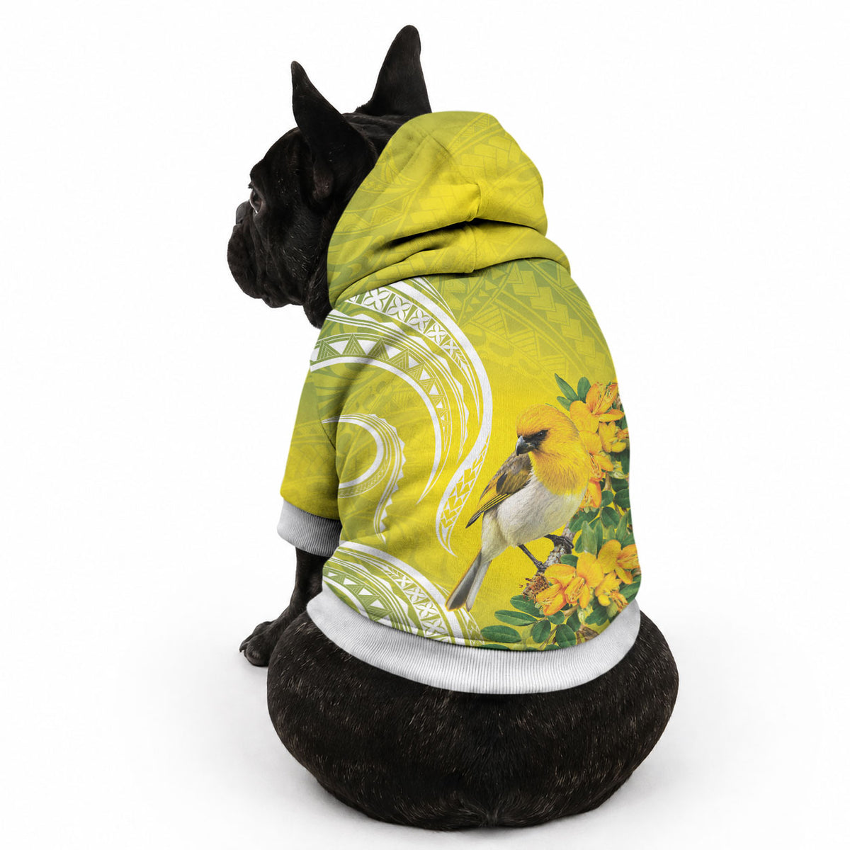 Hawaii Palila Mamane Pet Hoodie Hawaiian Honeycreeper With Native Flower LT14 - Polynesian Pride