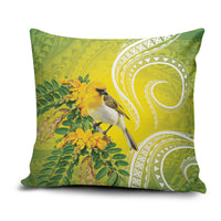 Hawaii Palila Mamane Pillow Cover Hawaiian Honeycreeper With Native Flower LT14 Green - Polynesian Pride