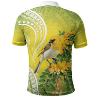 Hawaii Palila Mamane Polo Shirt Hawaiian Honeycreeper With Native Flower LT14 - Polynesian Pride