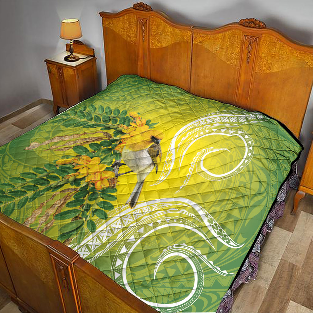 Hawaii Palila Mamane Quilt Hawaiian Honeycreeper With Native Flower LT14 - Polynesian Pride