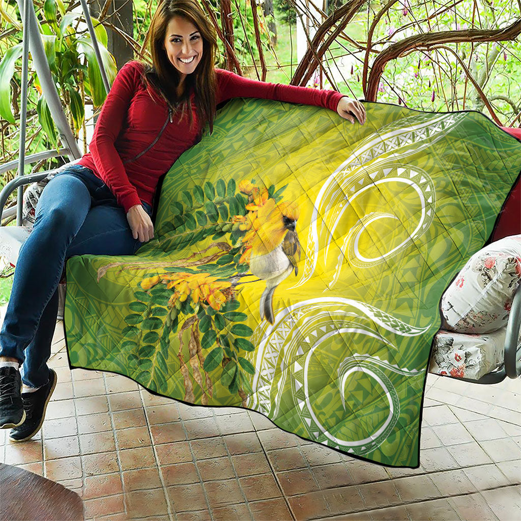 Hawaii Palila Mamane Quilt Hawaiian Honeycreeper With Native Flower LT14 - Polynesian Pride