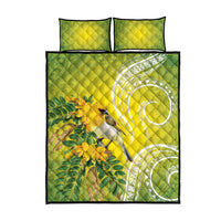 Hawaii Palila Mamane Quilt Bed Set Hawaiian Honeycreeper With Native Flower