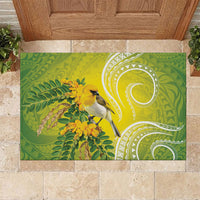 Hawaii Palila Mamane Rubber Doormat Hawaiian Honeycreeper With Native Flower
