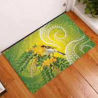 Hawaii Palila Mamane Rubber Doormat Hawaiian Honeycreeper With Native Flower