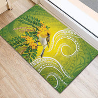 Hawaii Palila Mamane Rubber Doormat Hawaiian Honeycreeper With Native Flower