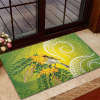 Hawaii Palila Mamane Rubber Doormat Hawaiian Honeycreeper With Native Flower
