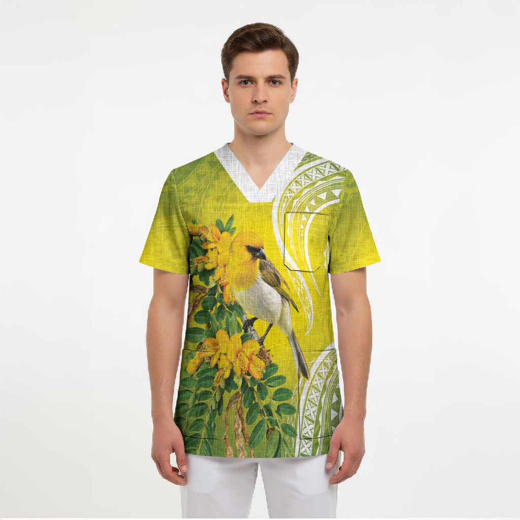 Hawaii Palila Mamane Scrub Top Hawaiian Honeycreeper With Native Flower
