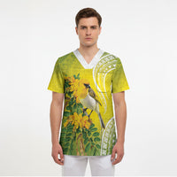 Hawaii Palila Mamane Scrub Top Hawaiian Honeycreeper With Native Flower