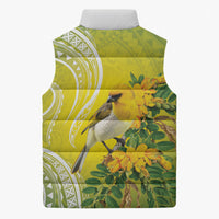 Hawaii Palila Mamane Sleeveless Puffer Jacket Hawaiian Honeycreeper With Native Flower LT14 - Polynesian Pride