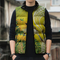Hawaii Palila Mamane Sleeveless Puffer Jacket Hawaiian Honeycreeper With Native Flower LT14 - Polynesian Pride
