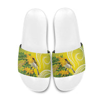 Hawaii Palila Mamane Slide Sandals Hawaiian Honeycreeper With Native Flower
