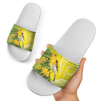Hawaii Palila Mamane Slide Sandals Hawaiian Honeycreeper With Native Flower