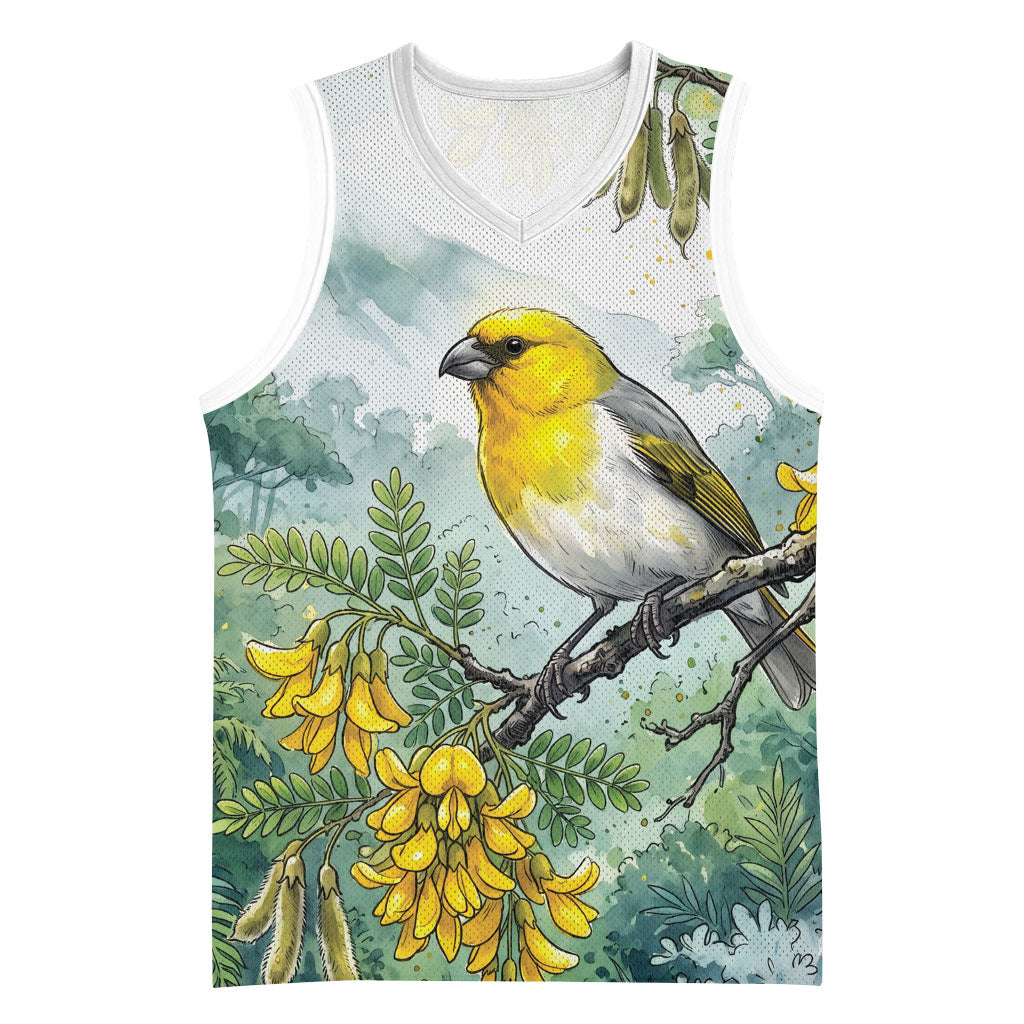 Aloha Hawaii Palila Mamane Watercolor Basketball Jersey