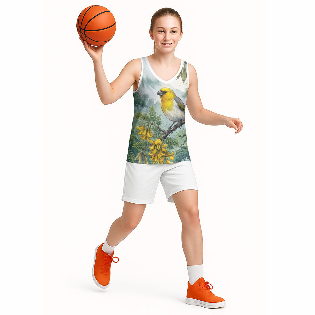 Aloha Hawaii Palila Mamane Watercolor Basketball Jersey