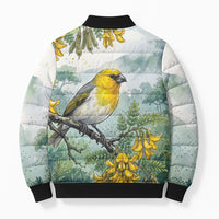 Aloha Hawaii Palila Mamane Watercolor Bomber Puffer Jacket LT14 - Polynesian Pride