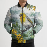 Aloha Hawaii Palila Mamane Watercolor Bomber Puffer Jacket LT14 - Polynesian Pride