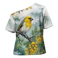 Aloha Hawaii Palila Mamane Watercolor Cross Shoulder Shirt