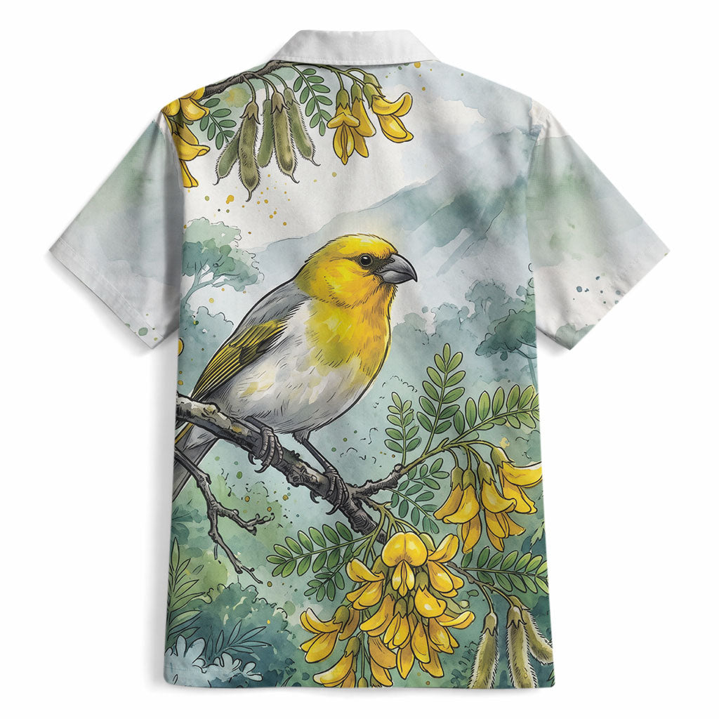 Aloha Hawaii Palila Mamane Watercolor Hawaiian Shirt