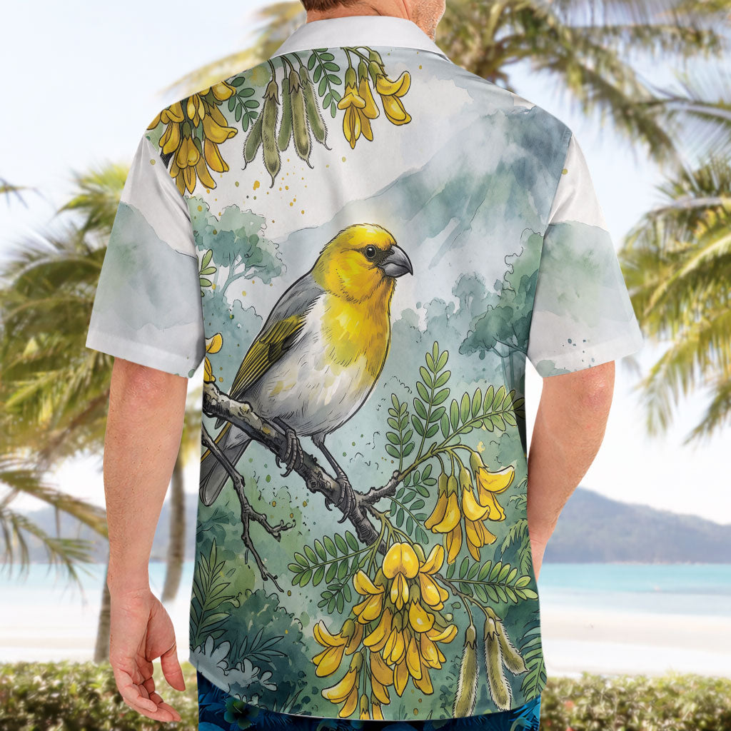 Aloha Hawaii Palila Mamane Watercolor Hawaiian Shirt