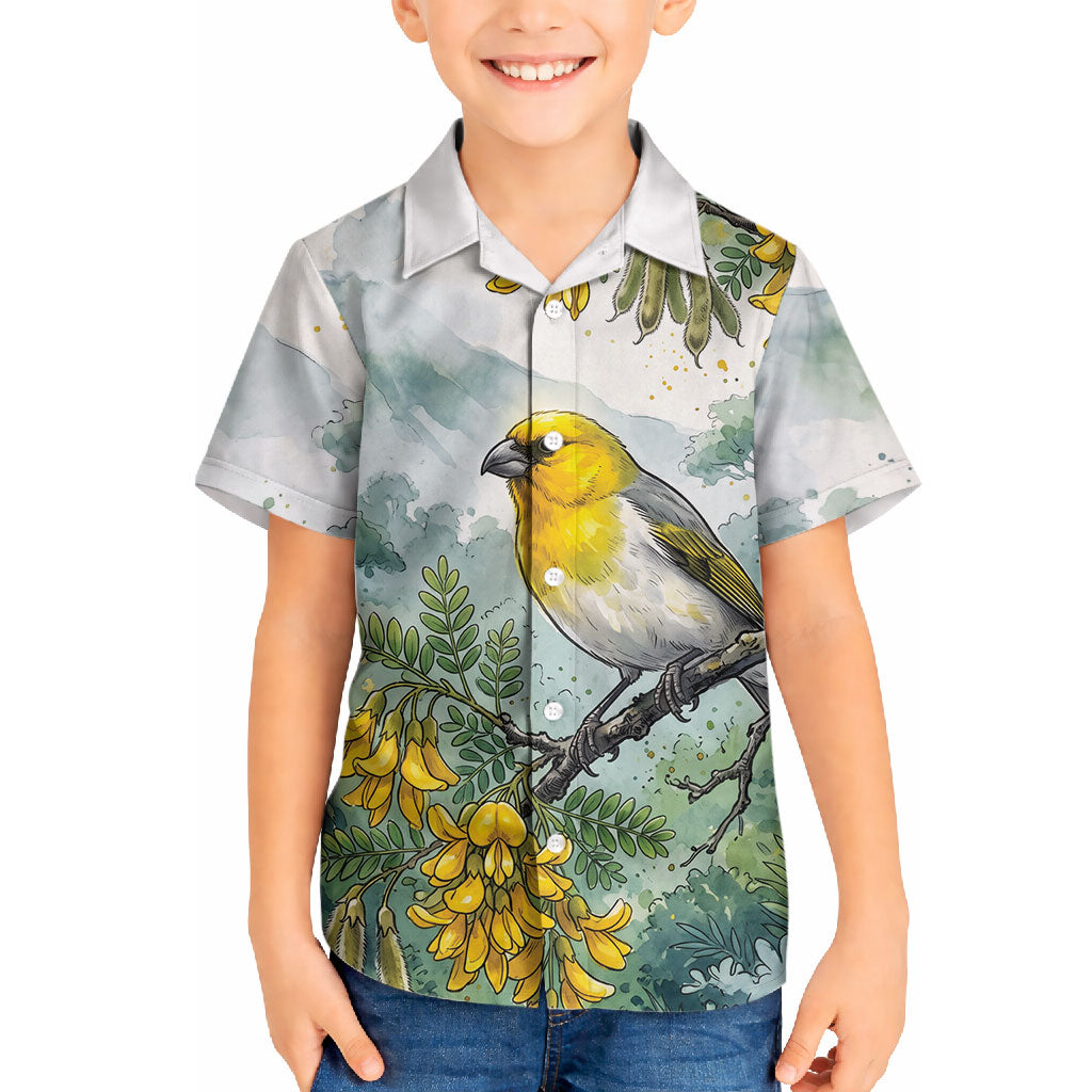 Aloha Hawaii Palila Mamane Watercolor Hawaiian Shirt