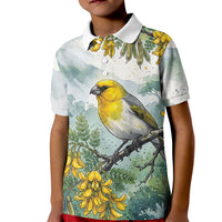 Aloha Hawaii Palila Mamane Watercolor Kid Polo Shirt