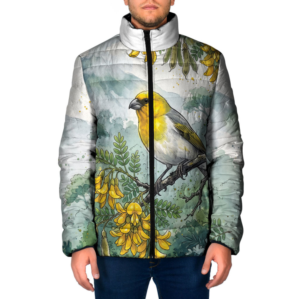 Aloha Hawaii Palila Mamane Watercolor Padded Jacket LT14 Men Watercolor - Polynesian Pride