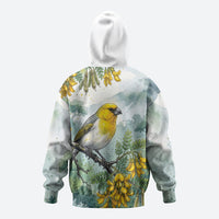 Aloha Hawaii Palila Mamane Watercolor Zip Hoodie