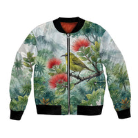 Aloha Hawaii Amakihi Ohia Lehua Watercolor Bomber Jacket LT14 Unisex Watercolor - Polynesian Pride