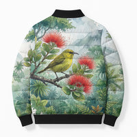 Aloha Hawaii Amakihi Ohia Lehua Watercolor Bomber Puffer Jacket LT14 - Polynesian Pride