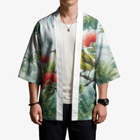Aloha Hawaii Amakihi Ohia Lehua Watercolor Kimono LT14 - Polynesian Pride
