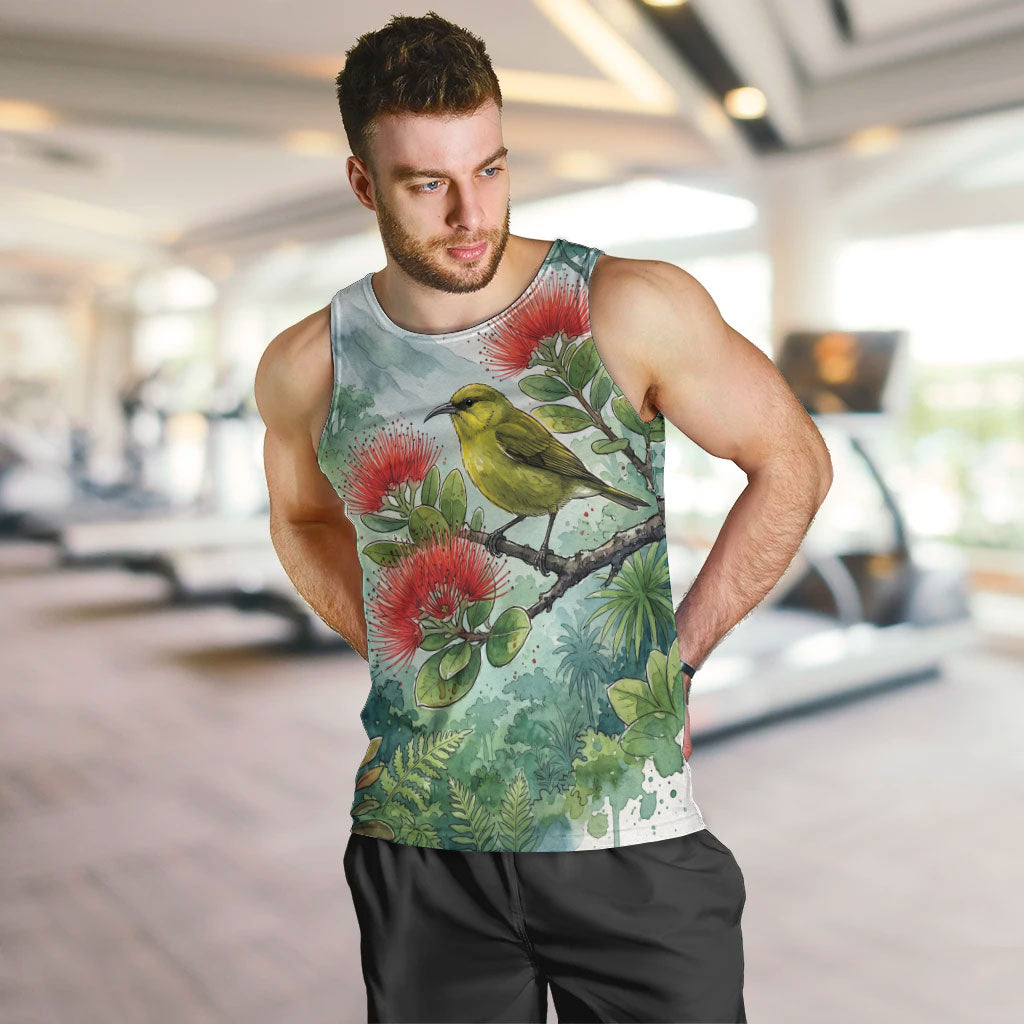 Aloha Hawaii Amakihi Ohia Lehua Watercolor Men Tank Top LT14 Watercolor - Polynesian Pride
