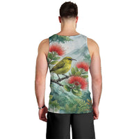Aloha Hawaii Amakihi Ohia Lehua Watercolor Men Tank Top LT14 - Polynesian Pride