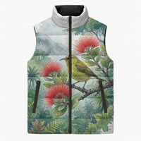 Aloha Hawaii Amakihi Ohia Lehua Watercolor Sleeveless Puffer Jacket LT14 Unisex Watercolor - Polynesian Pride