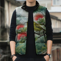 Aloha Hawaii Amakihi Ohia Lehua Watercolor Sleeveless Puffer Jacket LT14 - Polynesian Pride
