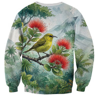 Aloha Hawaii Amakihi Ohia Lehua Watercolor Sweatshirt