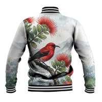 Aloha Hawaii Apapane Ohia Lehua Watercolor Baseball Jacket