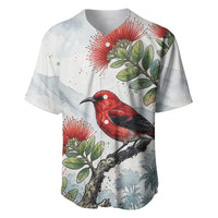 Aloha Hawaii Apapane Ohia Lehua Watercolor Baseball Jersey LT14 Watercolor - Polynesian Pride