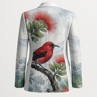 Aloha Hawaii Apapane Ohia Lehua Watercolor Blazer LT14 - Polynesian Pride