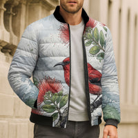 Aloha Hawaii Apapane Ohia Lehua Watercolor Bomber Puffer Jacket LT14 - Polynesian Pride
