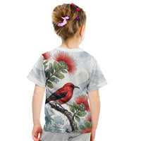 Aloha Hawaii Apapane Ohia Lehua Watercolor Kid T Shirt LT14 - Polynesian Pride