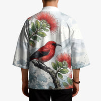 Aloha Hawaii Apapane Ohia Lehua Watercolor Kimono LT14 - Polynesian Pride