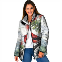 Aloha Hawaii Apapane Ohia Lehua Watercolor Padded Jacket