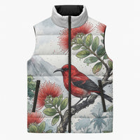 Aloha Hawaii Apapane Ohia Lehua Watercolor Sleeveless Puffer Jacket LT14 Unisex Watercolor - Polynesian Pride