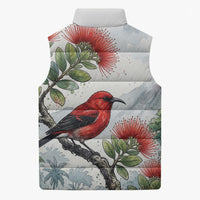 Aloha Hawaii Apapane Ohia Lehua Watercolor Sleeveless Puffer Jacket LT14 - Polynesian Pride