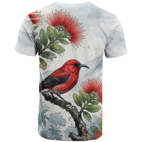 Aloha Hawaii Apapane Ohia Lehua Watercolor T Shirt LT14 - Polynesian Pride