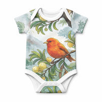 Aloha Hawaii Akepa Koa Tree Watercolor Baby Onesie