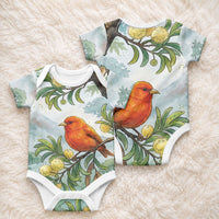 Aloha Hawaii Akepa Koa Tree Watercolor Baby Onesie