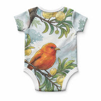 Aloha Hawaii Akepa Koa Tree Watercolor Baby Onesie